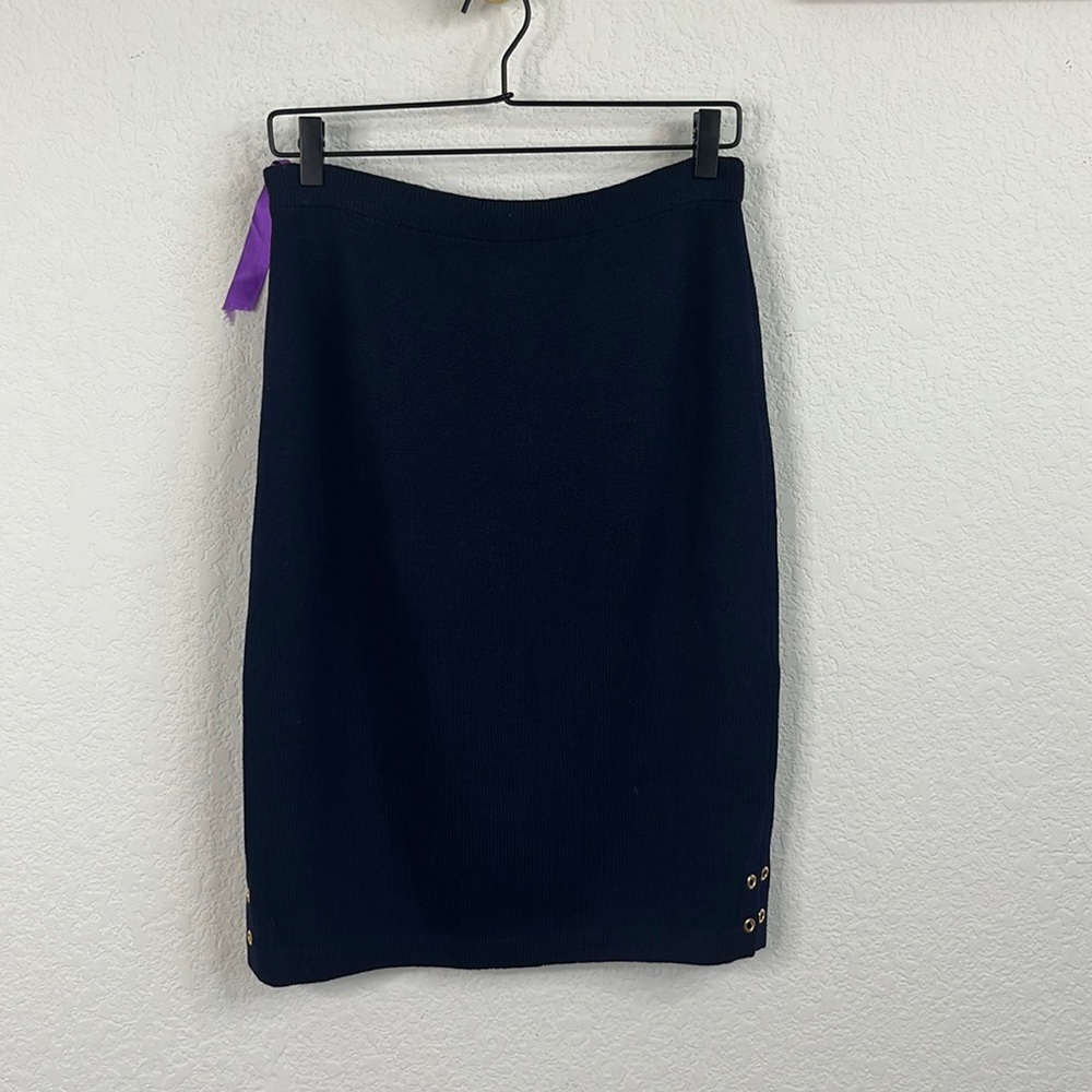 St John Cruise 04 Santana Knit Pencil Skirt Slit Rivets Eyelets - Picture 1 of 8